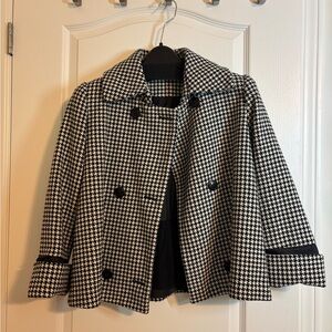 Houndstooth Double-Breasted Women's Coat